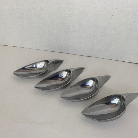Vintage AS Japan Det Pat Pend Stainless Steel Teardrop Sauce Boats - Picture 1 of 6